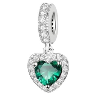 Imagem de 1 berloque de contas modernas verde amor prata adequado para mulheres, faça você mesmo e roupa diária combinando joias decoração para mulheres presente para mãe