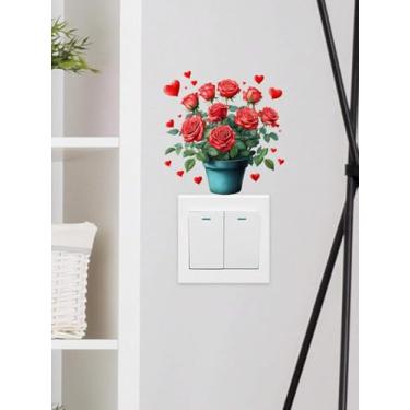Imagem de Generic 1 adesivo de parede floral multicolorido estampa floral adesivo autoadesivo impermeável removível PVC moderno folha retangular sala de estar quarto banheiro decoração de parede adesivo