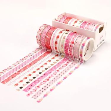 Imagem de Conjunto de adesivos Washi com 10 rolos de 2 metros, adesivos decorativos para artes faça-você-mesmo artesanato material de diário scrapbook cartão embrulho