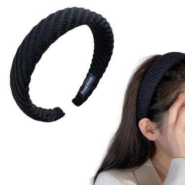 Imagem de Bandanas largas de malha acolchoada para mulheres com esponja grossa, faixa de cabeça grossa e inchada, vintage, tricotada, para mulheres, festas de Natal, acessórios de cabelo