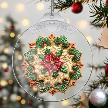 Imagem de Enfeites de Natal, flores de cristal, enfeites de árvore de Natal feitos à mão, decoração de carro e casa - presentes de Natal, decoração de artesanato em acrílico, ideias de troca de presentes para