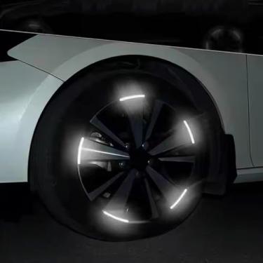 Imagem de Adesivo refletivo de pneu, adesivo decorativo refletivo, adesivo de aviso reflexivo para pneu de motocicleta elétrica, adesivo de pneu de carro, pacote com 10, branco