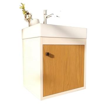 Imagem de Armário armário de suspensão banheiro 1 porta com prateleira organizador multiuso(OffWhite/Freijo)