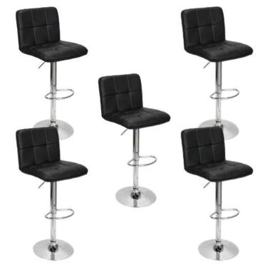 Imagem de Kit 5 Banquetas Gomos Para Cozinha Preta
