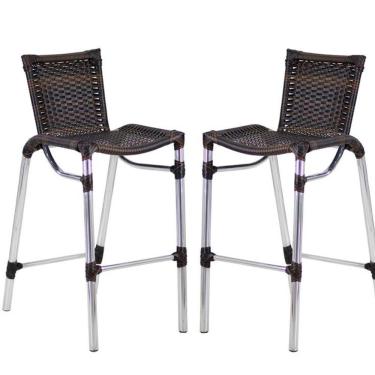 Imagem de 2 Banqueta Alumínio Fortaleza Alta Para Balcão, Cozinha, área Pedra Ferro