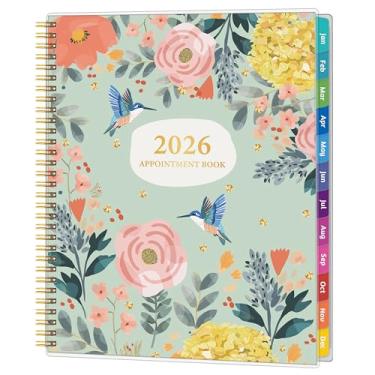 Imagem de Agenda de compromissos 2026 - janeiro a dezembro de 2026, agenda de compromissos com distribuição semanal e mensal, 21 x 27 cm, grande, incrementos de 15 minutos, agenda diária 2026 com bolsos, abas