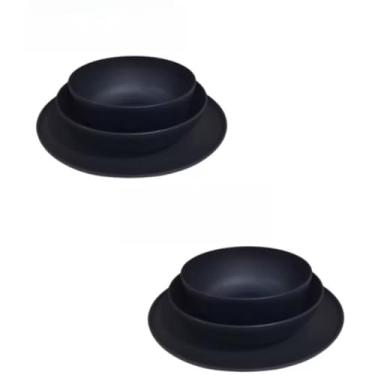 Imagem de ogo de 3 Pratos Resistente Linha Colours – Variedade de Cores, Livre de BPA e Uso no Micro-ondas | Prato Raso, Fundo e Bowl Modernos(Kit 2 jogos de pratos/Preto)