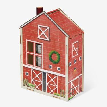 Imagem de Putuo Decor Decoração de mesa de suporte de vinho de Natal, exibição de garrafa de champanhe para casa de celeiro vermelho, decoração de mesa de feliz Natal destacável para festas de fim de ano