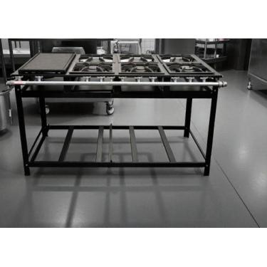 Imagem de Fogão Industrial 6 Bocas com Chapa 30x30 P7 Leona - Mr Fogões
