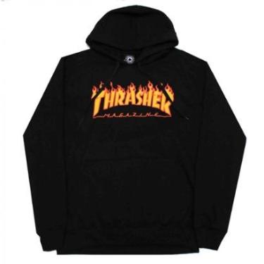 Imagem de Moletom Thrasher Magazine Canguru Classic Flame - Preto-Unissex