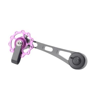 Imagem de menolana Tensor de corrente de bicicleta, conversor ajustador de corrente, para ciclismo ao ar livre, portátil em liga de alumínio para bicicletas de montanha, Roxo
