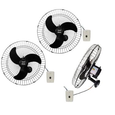 Imagem de Ventilador De Parede Vent New 60Cm Bivolt 200W Preto 3 Unid