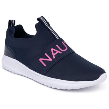 Imagem de Nautica Tênis de corrida infantil feminino jovem atlético fashion - Slip On - Criança pequena/criança grande, Azul-marinho/rosa, 4 Big Kid