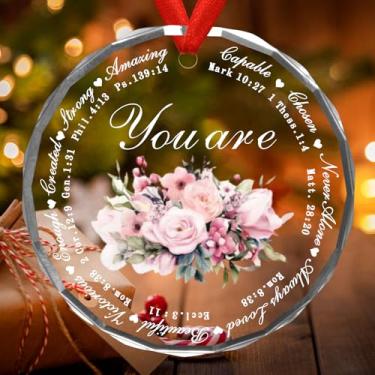 Imagem de Cristão para mulheres - Presente inspirador presentes religiosos para mulheres - Enfeites de Natal cristãos - Presentes de batismo para meninas, ornamento inspirador de Jesus - Ornamento de vidro para