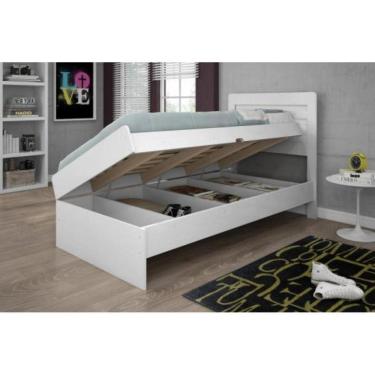 Imagem de Cama Solteiro Baú Larissa Branca com Colchão