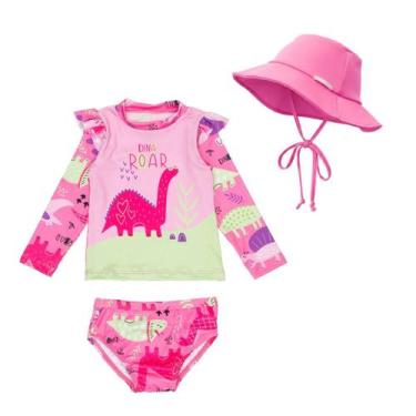 Imagem de Conjunto Menina Proteção Solar Biquíni Praia + Chapéu Bebê - Fofotinho