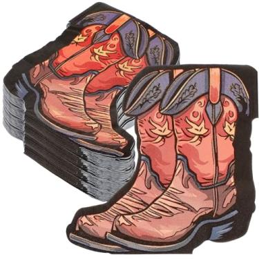 Imagem de Sibba Guardanapos de papel descartáveis para botas de caubói 160 peças, pratos de caubói ocidental, guardanapo, botas de vaqueira, papel em forma, toalha de mão, guardanapos de convidados, decoração