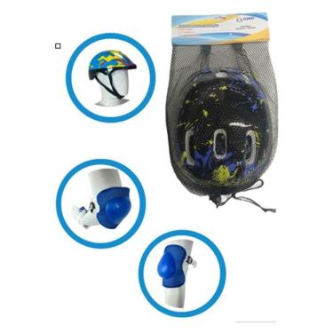 Imagem de Kit Proteção Capacete Joelheira e Cotoveleira Infantil - CKS