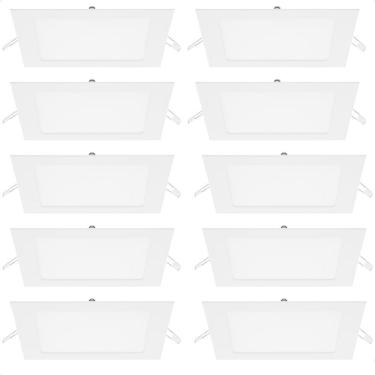 Imagem de Kit 10 Painel De Led Quadrado Embutir 12w Bivolt Taschibra 6500k Frio