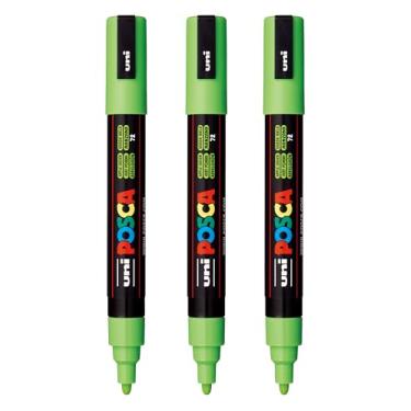 Imagem de posca Marcadores de tinta à base de água PC-5M, ponta média reversível (1,8-2,5 mm), verde maçã, 3 unidades