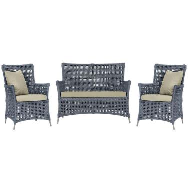 Imagem de Jogo Sofá E 2 Poltronas Igapó Alumínio Fendi E7 Trama Prata