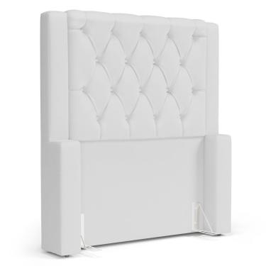 Imagem de Cabeceira Atena Para Cama Box Solteiro 90cm Capitonê Com Frame Sintético Branco - Abmaza