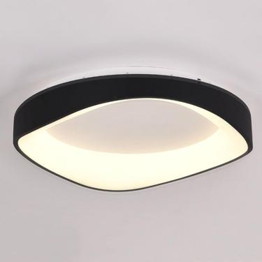 Imagem de Lâmpada De Teto Ultrafina Led Metal Preto Redondo Perto De Luminárias De Teto 3000-6000k Luzes De Teto De Economia De Energia Reguláveis Com Controle Remoto, 50cm