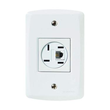 Imagem de Tomada Tramontina Branca Telebrás + Rj11 2x4 C- Placa