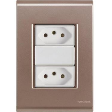 Imagem de Cj Duas Tomadas Dupla 20a Liz Ouro Velho Tramontina Completo Pronto Tramontina