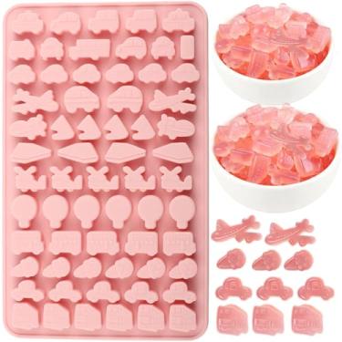 Imagem de EPYHREHM Molde de silicone para chocolate com tema de transporte, para carro, avião, doces, balas, gomas
