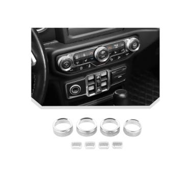 Imagem de JeCar Capa de botão de interruptor de alumínio de 8 peças para Jeep Wrangler JL JLU e Gladiator JT 2018-2025+, capa de botão de interruptor de janela, rádio, ar condicionado, capa de botão de