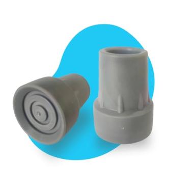 Imagem de Ponteira de Borracha para Muleta, 19mm, Cinza, com Anel Interno Anti-ruído e Ventosa para Melhor Aderência