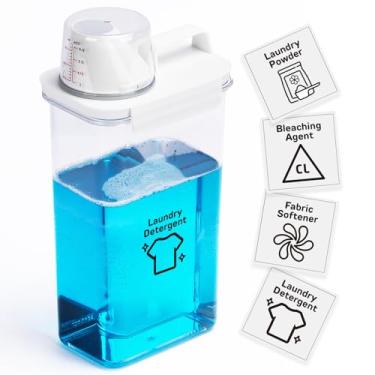 Imagem de Dispensador de detergente para roupas - 1 pacote, dispensador de detergente de 2,211 g com 4 etiquetas removíveis, dispensador de sabão em pó para organização e armazenamento de lavanderia, livre de