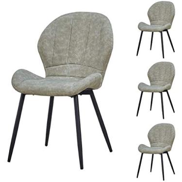 Imagem de Conjunto de 4 cadeiras de jantar, cozinha, sala de jantar, móveis, conjunto de 4 cadeiras de jantar modernas acolchoadas de poliuretano, cadeiras de lazer com encosto alto para escritório, cozinha