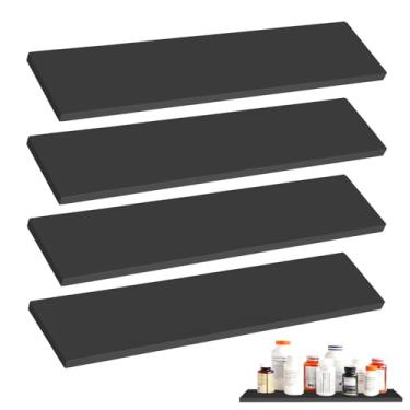 Imagem de Reaeng Pacote com 4 prateleiras de substituição de armário de remédios de madeira preta de 33 cm – Prateleiras resistentes montadas na parede, fácil instalação para armários de cozinha ou sala de