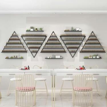 Imagem de ZDJZMGZ Prateleiras de esmalte para parede, rack triangular de armazenamento de perfume de óleo essencial, multifuncional para salão de beleza, salão de beleza, organizador de perfume (preto, conjunto