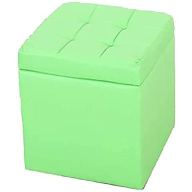 Imagem de ZJYWMM Banco de armazenamento de entrada, bancos de armazenamento de couro, banco de entrada para sapatos, banco de quarto, banquinho de cachorro, degrau de café, almofada para os pés, banco de