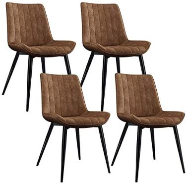 Imagem de Cadeira de jantar, cozinha, sala de jantar, móveis, conjunto de 4 cadeiras de jantar, cadeira de cozinha, couro fosco moderno, pés antiderrapantes para terraço simples, adequado para casa, sala de
