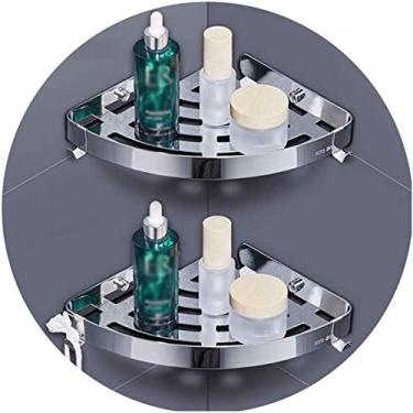 Imagem de ngddf2haa Prateleira de canto de banheiro Suporte de chuveiro com sucção a vácuo Suporte de armazenamento de banheiro organizador de canto de parede de aço inoxidável