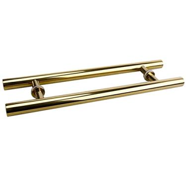 Imagem de Maçaneta de porta dupla face em forma de H para portas interiores exteriores, portão de vidro/madeira, maçaneta de porta de celeiro deslizante, aço inoxidável (cor: preto, tamanho: 150 cm/59 pol