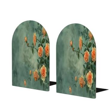 Imagem de Suporte de livros de madeira grande retrô verde rosa decorativo antiderrapante resistente terminais de livros para escritório mesa de escritório em casa biblioteca escola estudo decoração divisórias