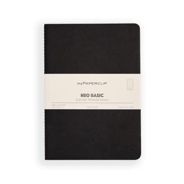 Imagem de myPAPERCLIP Caderno pautado NeoBasic A5 | 192 páginas, 80 GSM, capa macia 250 GSM, A5 (14,8 x 21 cm) | Preto