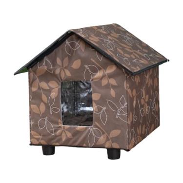 Imagem de Stgfyxgs Casa para gatos ao ar livre, abrigo para gatos selvagens, canil, casa para gatinhos para jardim comunitário no inverno, Marrom