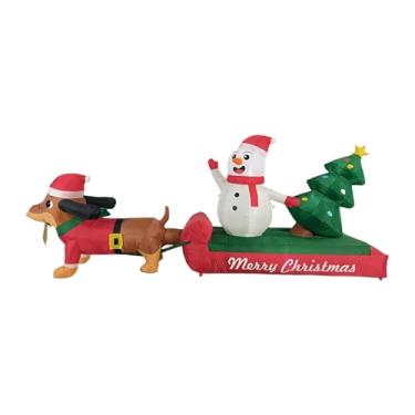 Imagem de predolo Decoração de Natal Inflável, Decoração Externa, Dachshund Puxando Trenó, Adorável Decoração Natalina Grande para Jardim Ou Casa.