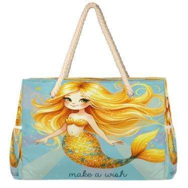 Imagem de hongjinglin Bolsa de praia grande, leve, dobrável, amor, autismo, colorida, bolsa de ombro para piscina, Cor 4, Large