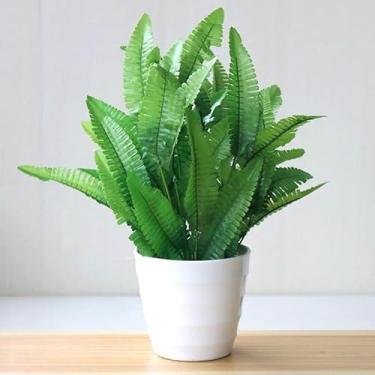 Imagem de Planta verde artificial folha de mesa falsa planta parede grama plástico ramo de árvore floral pequeno trepadeira para decoração de escritório em casa (grama persa)