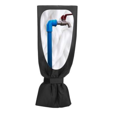 Imagem de Easecos Coberturas de torneira externas, 50,8 cm A x 19,8 cm L x 19,5 cm (L) Meias de torneira de proteção contra congelamento de inverno Capa externa para mangueira espessa e isolada longa para