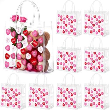 Imagem de Renbuzhu 25 peças de sacos de presente de PVC transparente para Dia dos Namorados a granel bolsa transparente para ouvir frases Galentines sacola reutilizável