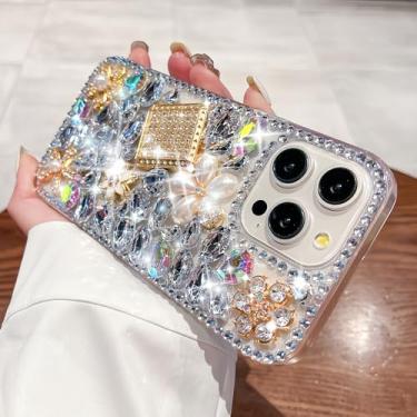 Imagem de MOSEZA Capa protetora feminina para celular compatível com iPhone 16e com design fofo de strass diamante brilhante brilhante para mulheres e meninas branca