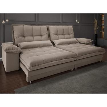 Imagem de Sofá Bergamo 2,30m Assento Retrátil e Reclinável Velosuede Capuccino -